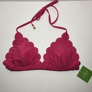 Kate Spade New York Core Solids Scalloped Triangle Pink Bikini Top Sz Large NWT